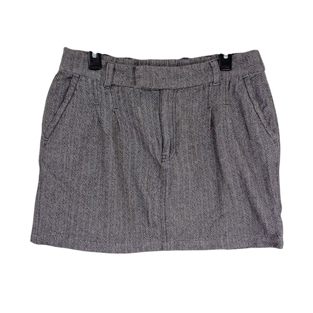 Free People Herringbone Tweed Mini Skirt Gray Size 8 100% Cotton